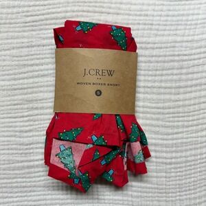 NWT J CREW Boxer Underwear shorts Sz S Red with Christmas Trees